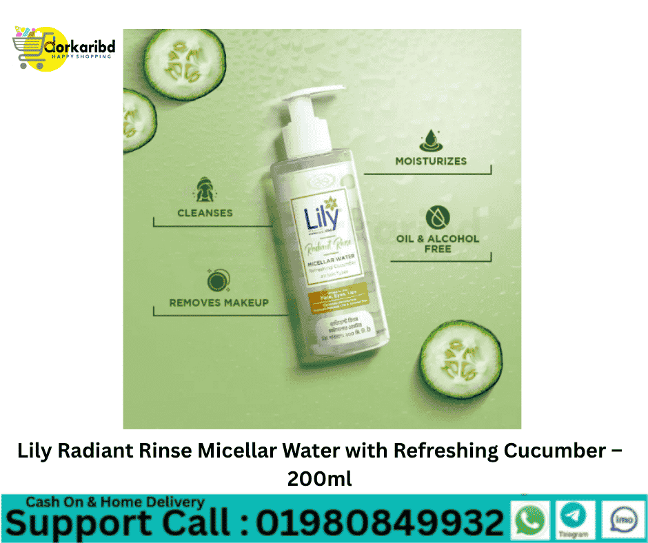 Lily Radiant Rinse Micellar Water with Refreshing Cucumber – 200ml