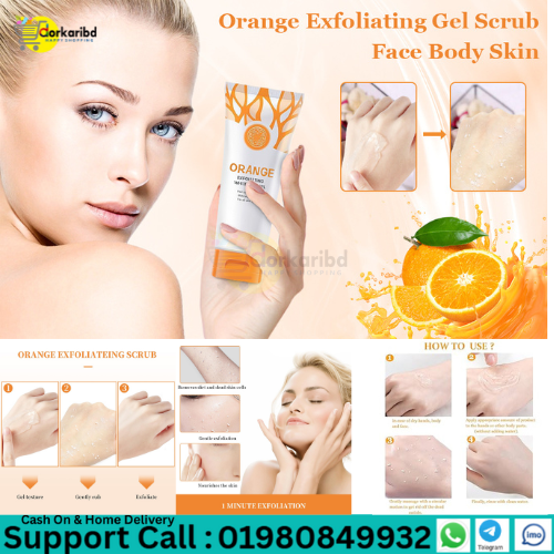 Orange Exfoliating Gel Scrub Face Body Skin, Natural Orange Peeling Gel Face Scrub, Deep Cleansing Moisturizing Facial Exfoliator -50g