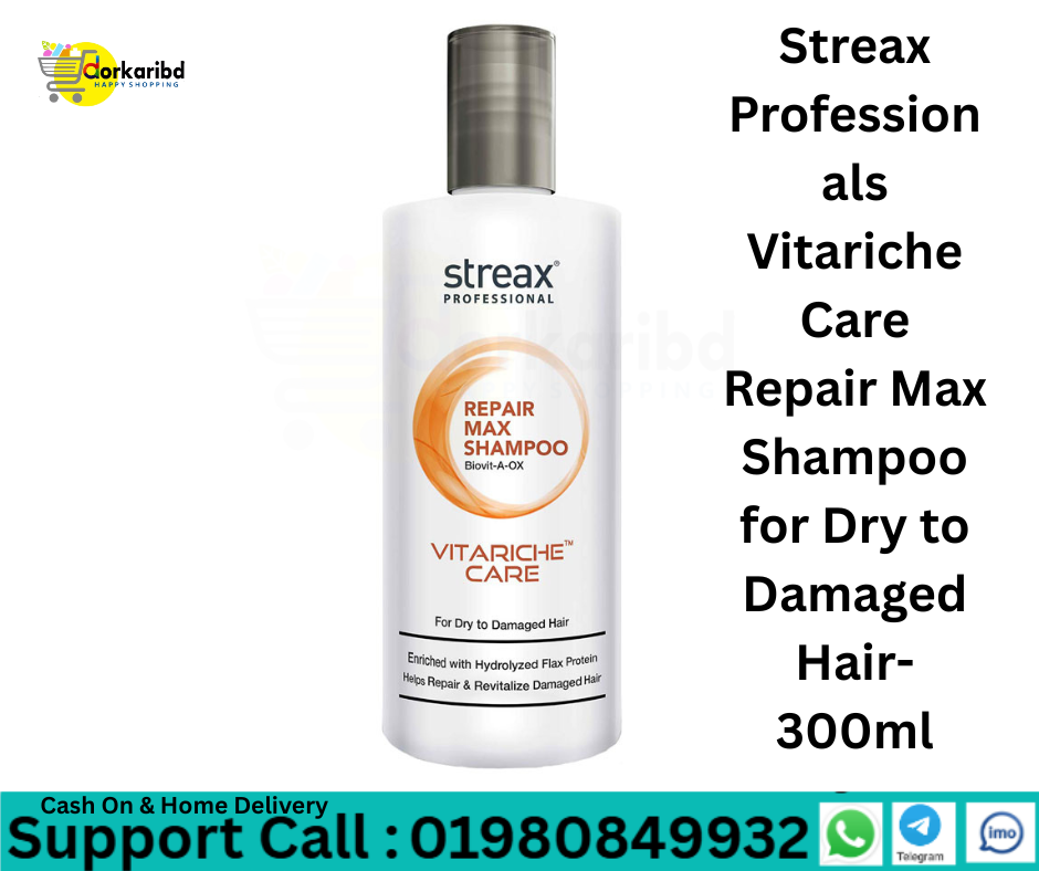 Streax Professionals Vitariche Care Repair Max Shampoo for Dry to Damaged Hair-300ml