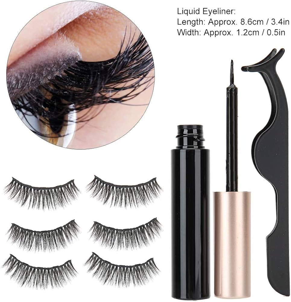 Magnetic Eyelashes & Eyeliner and Eyelash Tweezers Full Eyes 5 Pairs Sets - No need Glue