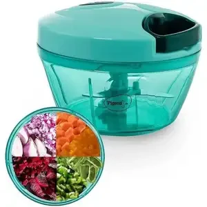 Large Handy and Compact Chopper Handy Quick Cutter for Kitchen, 3 Blade Stainless Steel, Pull String, Green (350ml)