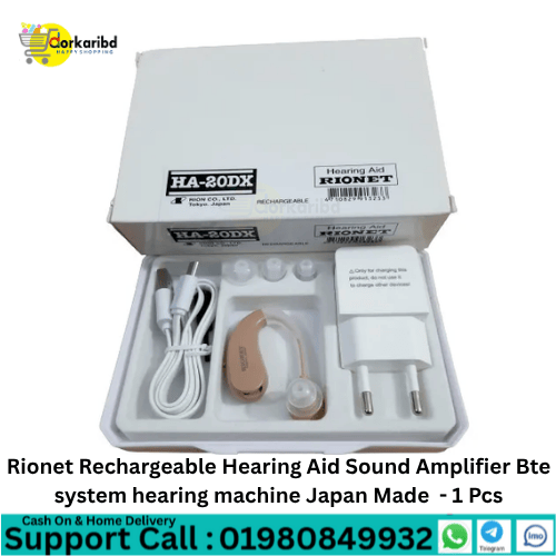 Rionet Rechargeable Hearing Aid Sound Amplifier Bte system hearing machine Japan Made  - 1 Pcs