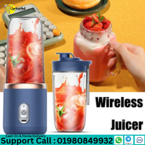 400ml Portable Mini Fruit Blender Electric Wireless Juicer With 6 Blades For Smoothies And Shakes, USB Rechargeable Mini Juicer Cup For Sports, Travel Outdoors Camping
