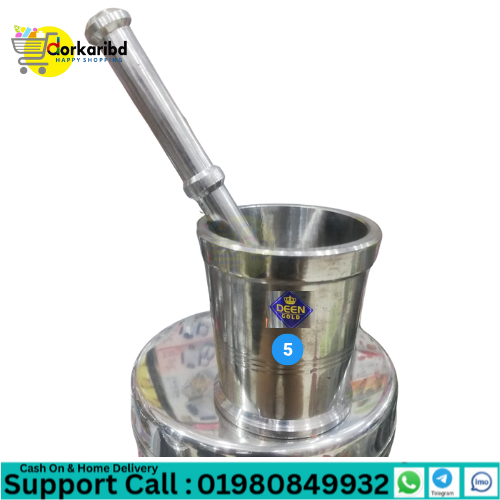 7 no size Steel Kitchen khalbatta Okhli Masher, Mortar and Pestle, Crushing & Mixing Spices