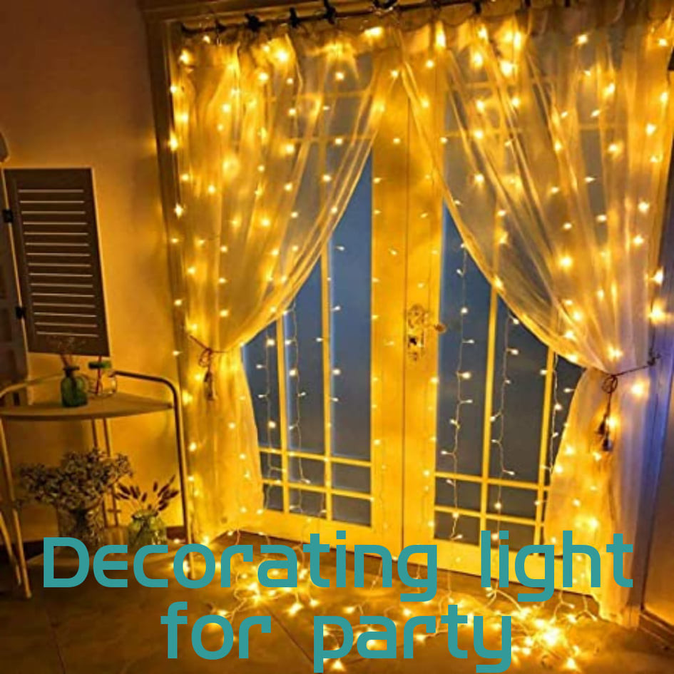 LED Curtain Lights Fairy Window String Golden Lights 100 LED - Fairy Lights