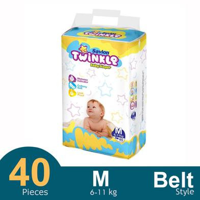Savlon Twinkle Belt System Baby Diaper Medium (6-11 kg) (40 Pcs)