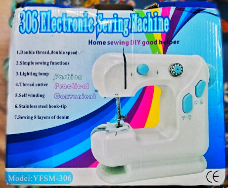 Mini Electric Sewing Portable Dual Speed Mini Sewing Machine Double Thread & Speed with Cutter & Light Auto-rewind Foot Pedal YFSME-306