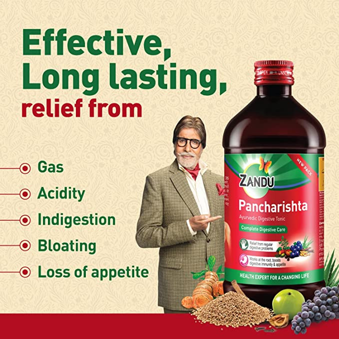 Zandu Pancharishta Ayurvedic Tonic, Relief from disgetive problems like Acidity, Constipation and Gas, boosts digestive immunity 450ml