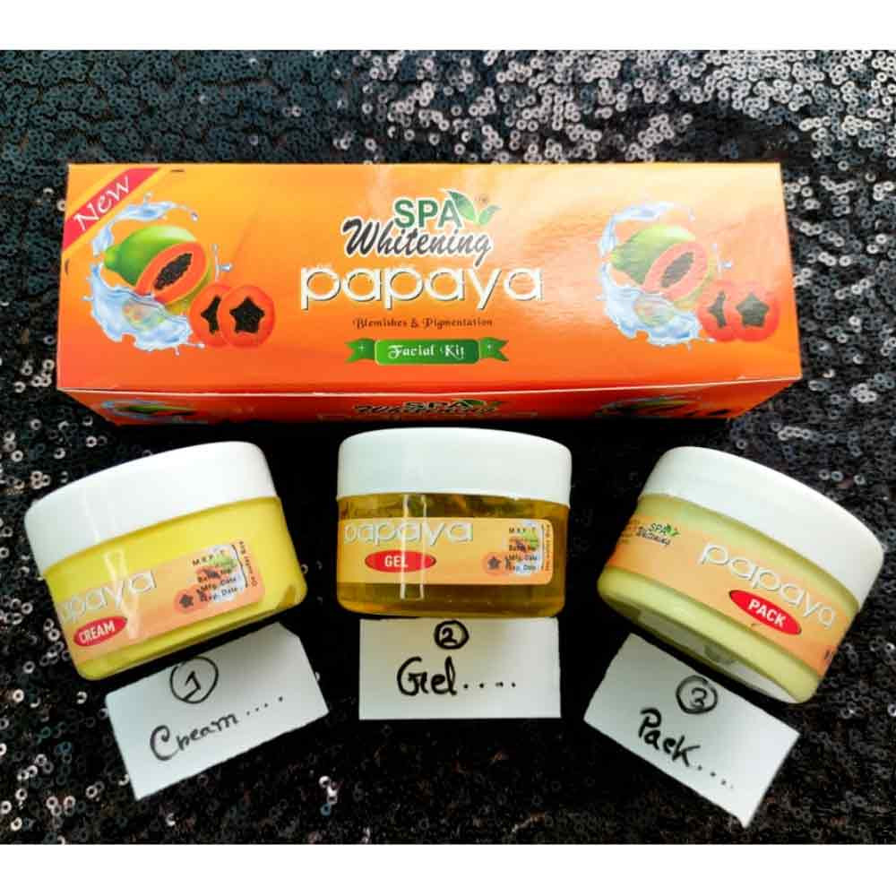 SPA whitening Papaya Blemishes & Pigmentation Facial Kit   1) cream   2) Gel    3) Pack  -3pes
