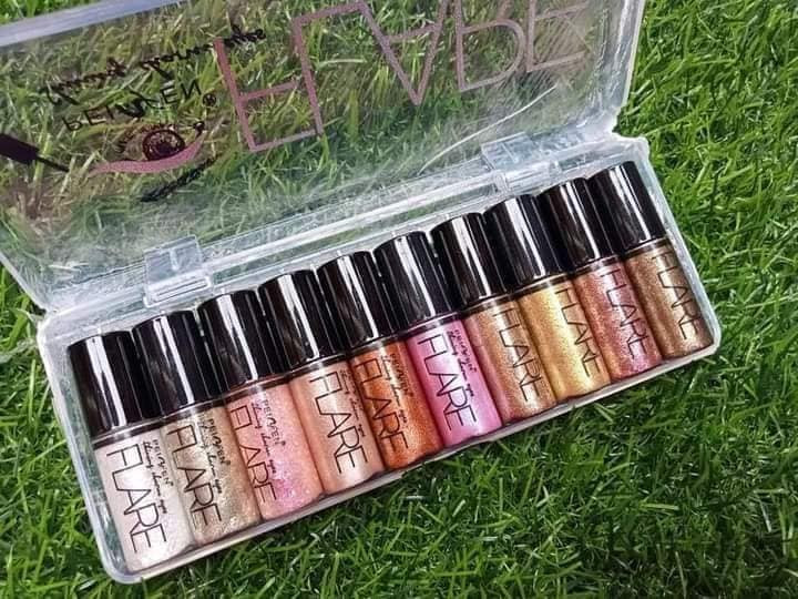 Flare Glitter Eyeliner Set - 10 Pcs