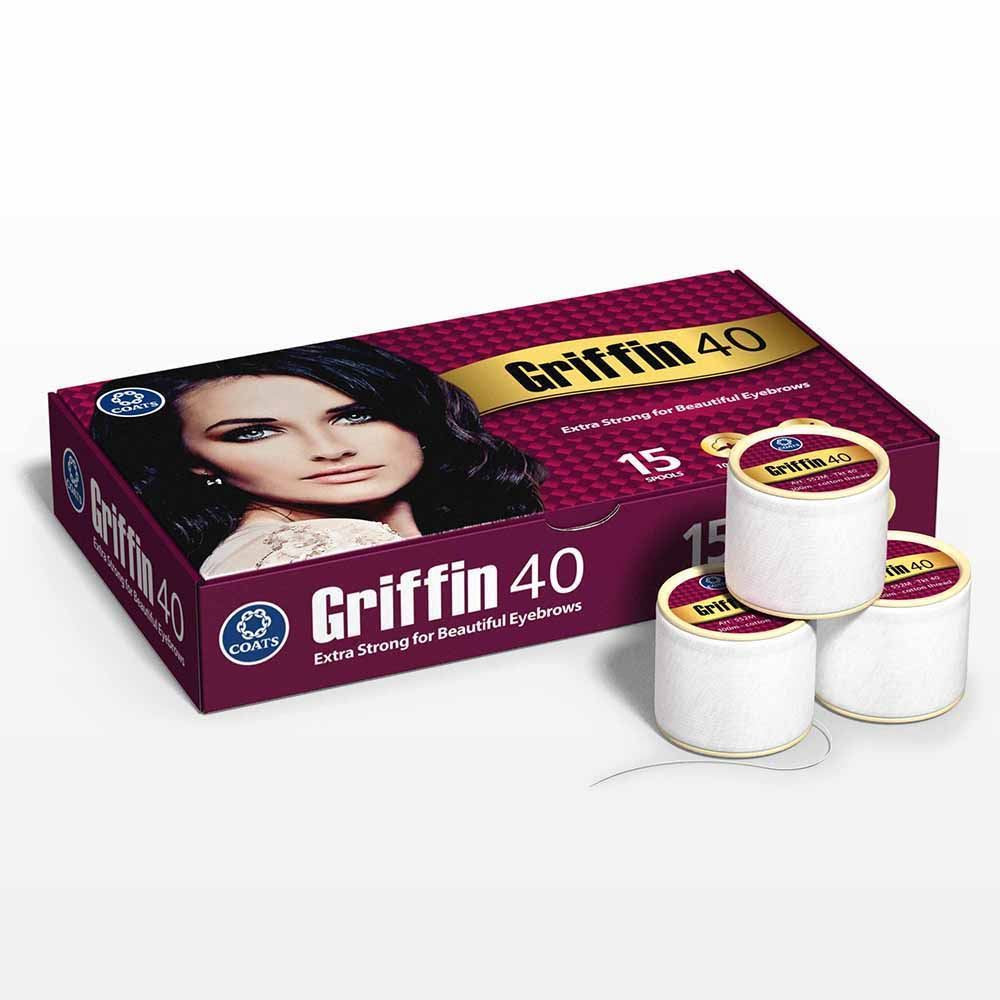 Griffin 40 TKT Thread for Eyebrow and Facial Threading full Box of 15 spools