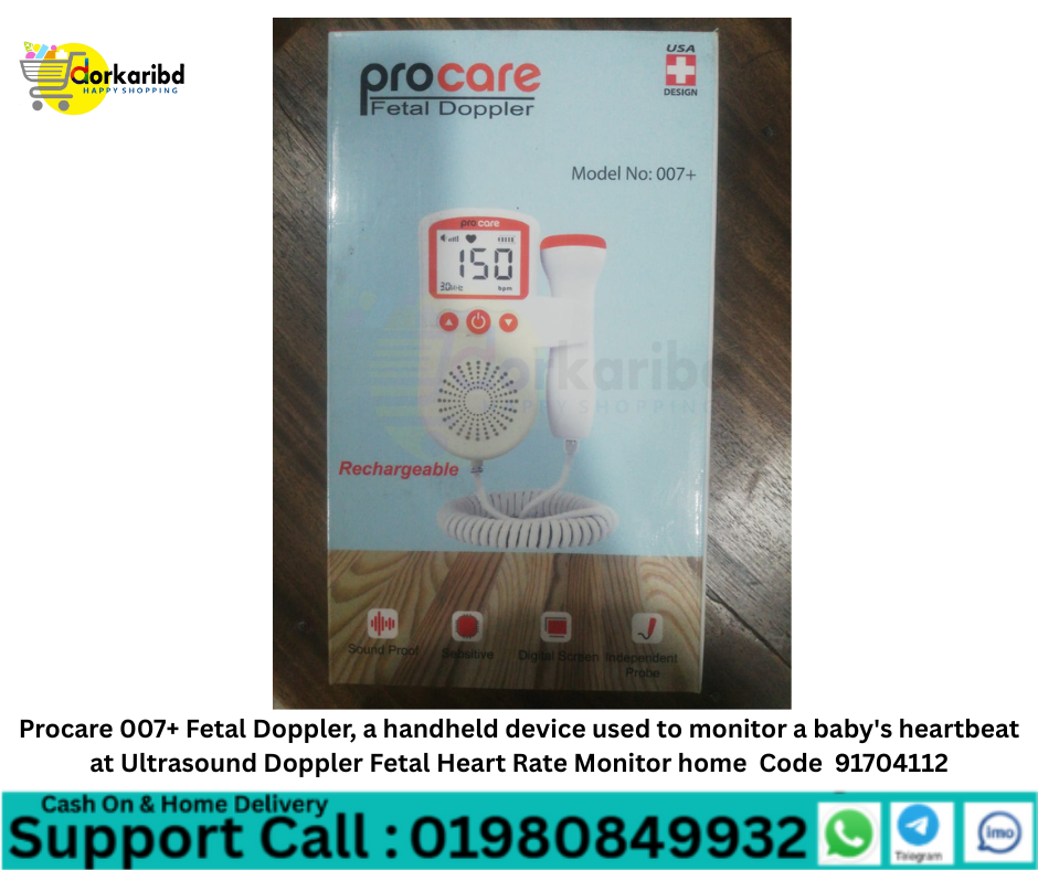 Procare 007+ Fetal Doppler, a handheld device used to monitor a baby's heartbeat at Ultrasound Doppler Fetal Heart Rate Monitor home Code 91704112