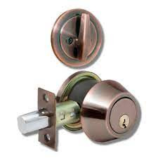 Deadbolt Security Lock One Side Key One Side Knob Door Lock Antique Color