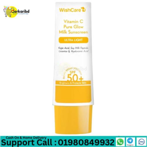 Wishcare Vitamin C Pure Glow Milk Sunscreen Ultra Light SPF 50+ PA++++ 50gm