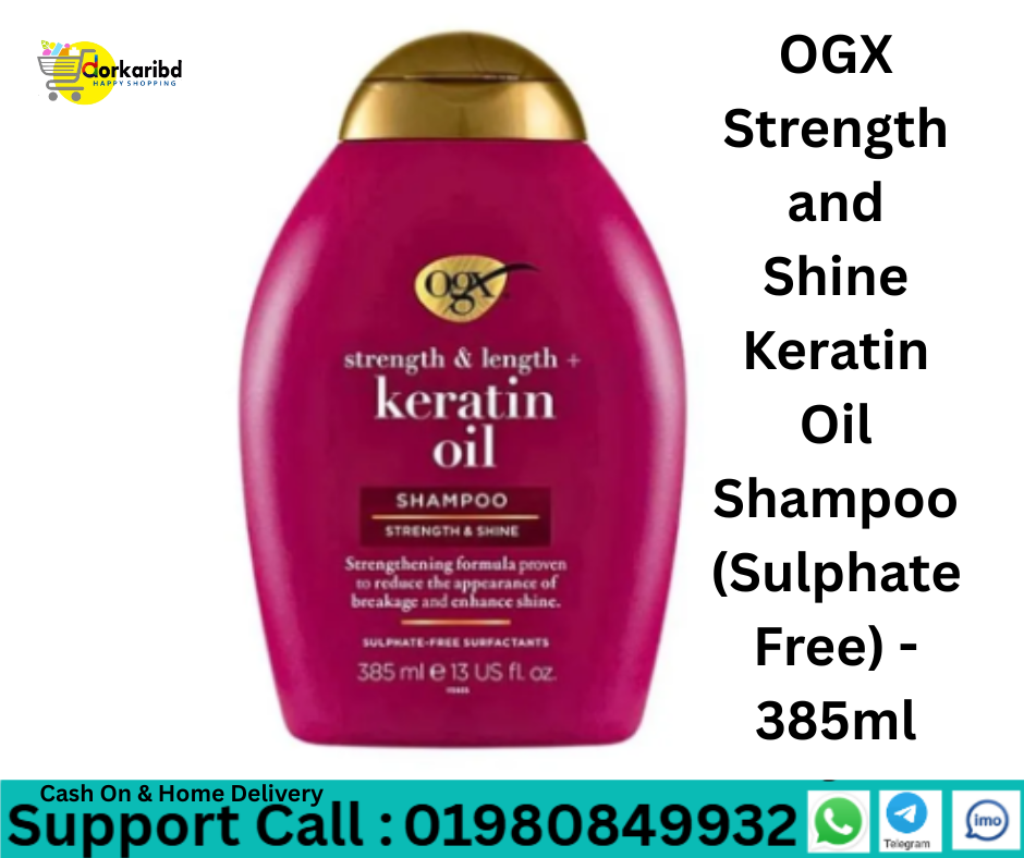 OGX Strength and Shine Keratin Oil Shampoo  (Sulphate Free) - 385ml