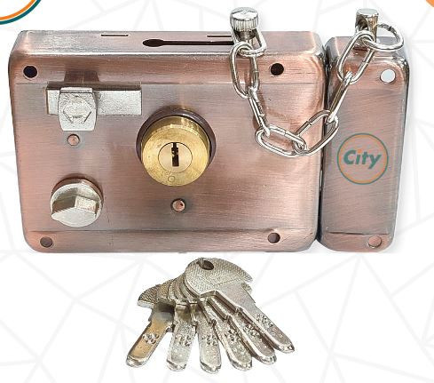 Auto Lock Security Lock Heavy Rim Lock For Main Door Lock With 6 Keys Antique