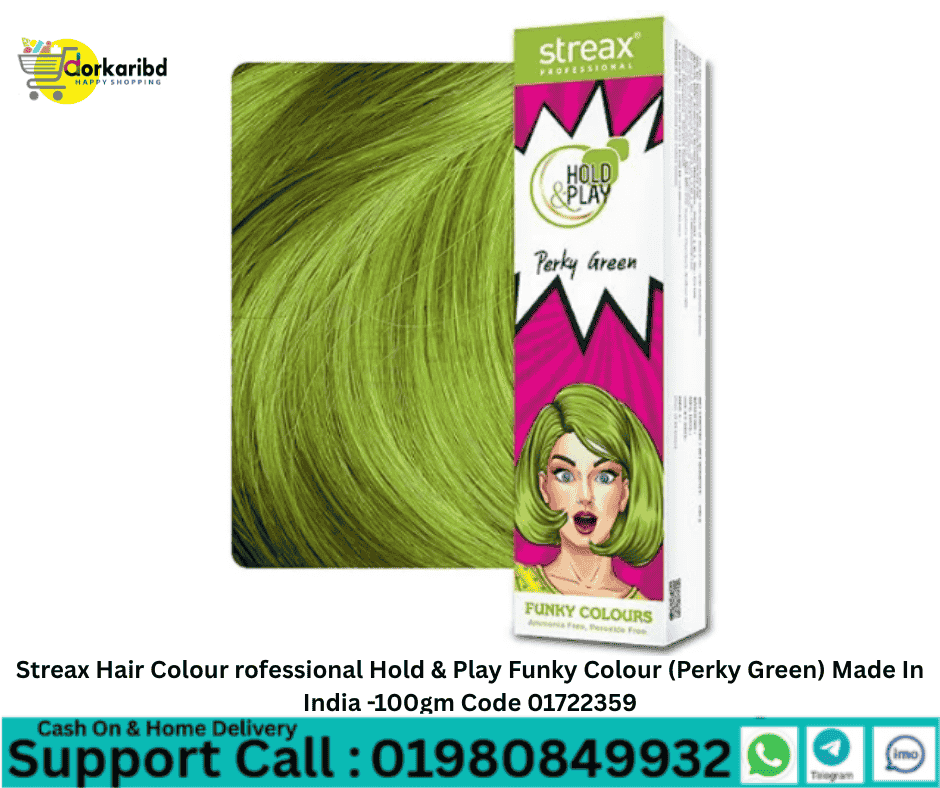 Streax Hair Colour rofessional Hold & Play Funky Colour (Perky Green) Made In India -100gm Code 88220102