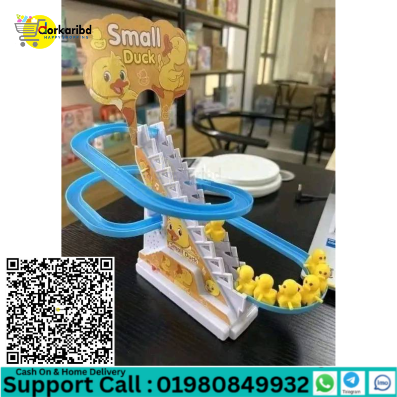Duck Slide Toy Set||Automatic Funny Stair Climbing Duck Toy For Baby's ||Baby Duck Toy With 9pcs|| Small Duck Chase & Race Track Set Toys - Multicolor - Code: 40148193
