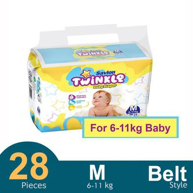 Savlon Twinkle Belt System Baby Diaper Medium (6-11 kg) (28 Pcs)