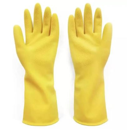 Silicone Rubber Safety Hand Gloves Yellow Latex Use for Kitchen, Resist Oil, Acids, Chemical, Gardening Hand Gloves -1 pair