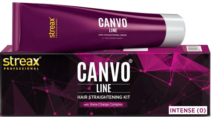 Streax Canvo Line Professional Canvoline Hair Straightening Cream, With Kera-Charge Complex, For All Hair Types, Intense(To use before coloring) 160 gm -1 pcs  Code 21892774