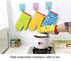 Anti-scalding Oven Gloves Kitchen Gadgets Printed Dots Heat Insulation Pad Gloves Hand Clip Tray Holder -1Pcs