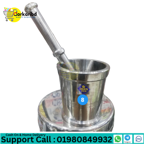 8 no size Steel Kitchen khalbatta Okhli Masher, Mortar and Pestle, Crushing & Mixing Spices