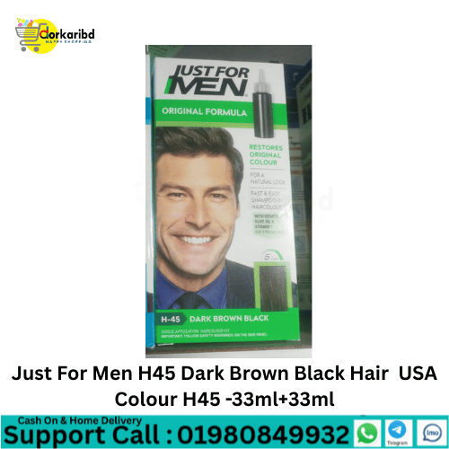 Just For Men H45 Dark Brown Black Hair USA Colour H45 -33ml+33ml  Code: 53983949