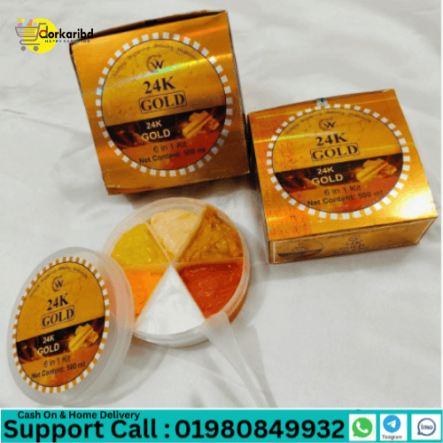6 in 1 VIP 24K Gold Facial Kit Combo Pack Luxurious Brightening & Anti Aging Skincare Rainbow Soothing Gel 99 % Combo Face Pack - 500 gm Code 15765227