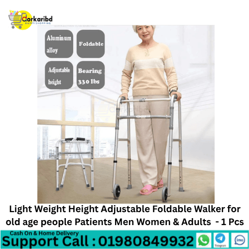 Light Weight Height Adjustable Foldable Walker for old age people Patients Men Women & Adults  - 1 Pcs