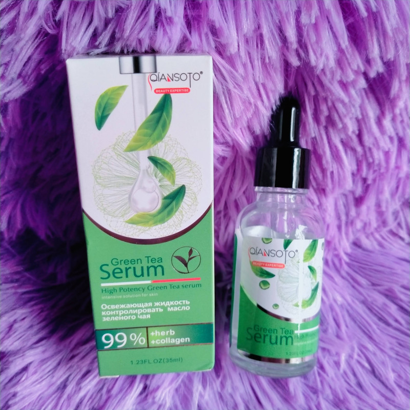 Qiansoto Green Tea Serum is replenishing water and moisturizing water. It regulates oil and removes acne. It relives and repairs skin.